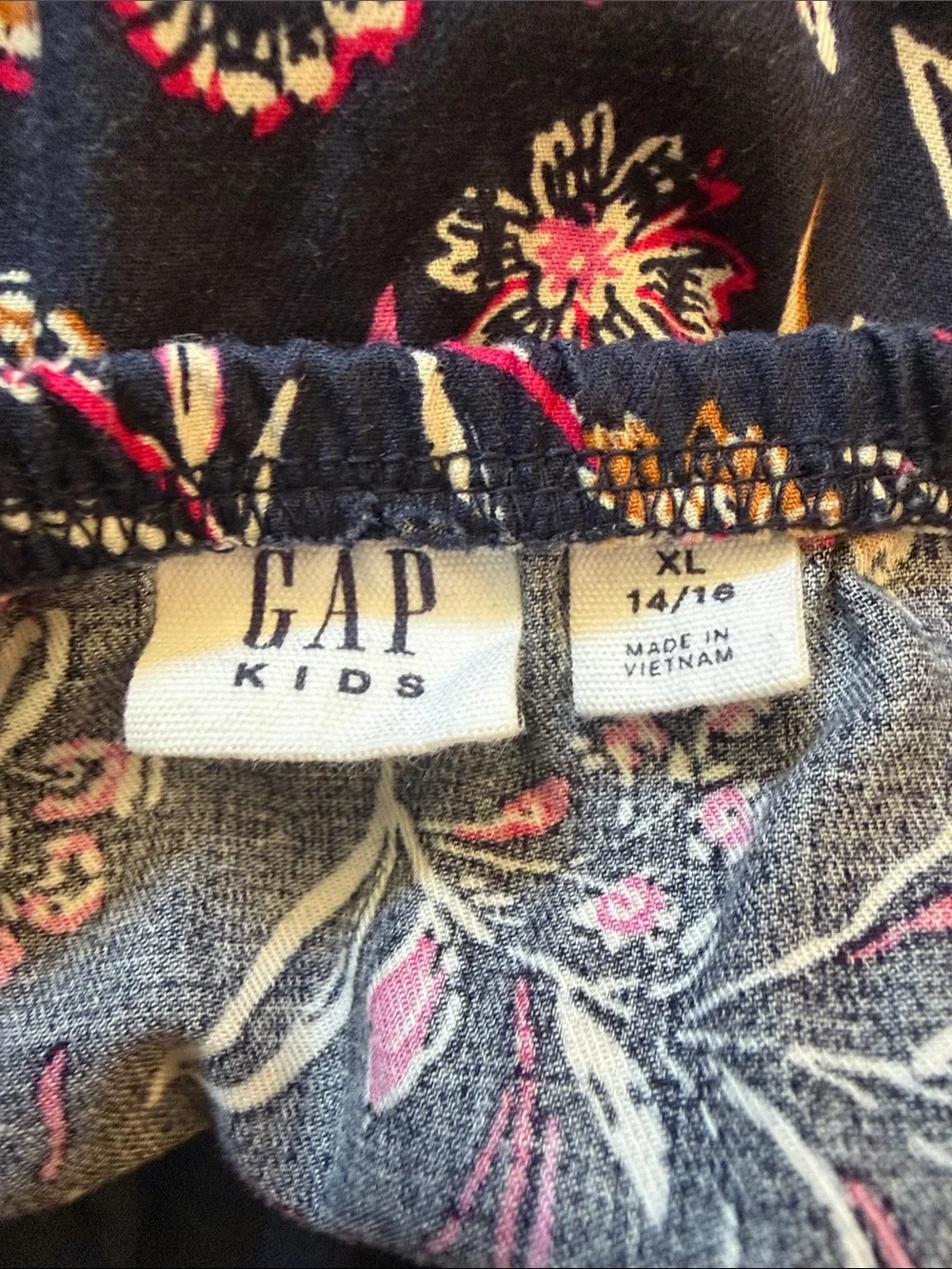 GAP Navy Floral Smocked Long-Sleeve Dress with Pink Accents